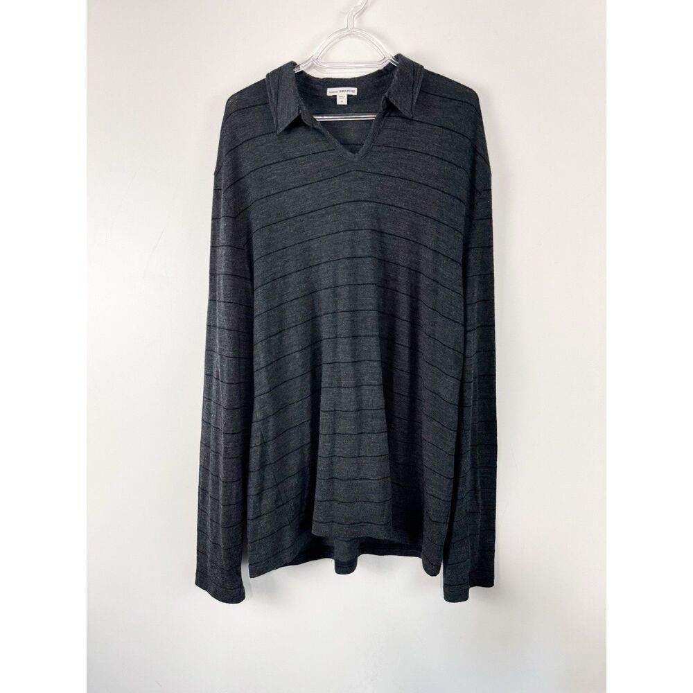 James Perse Black Striped Dress Shirt